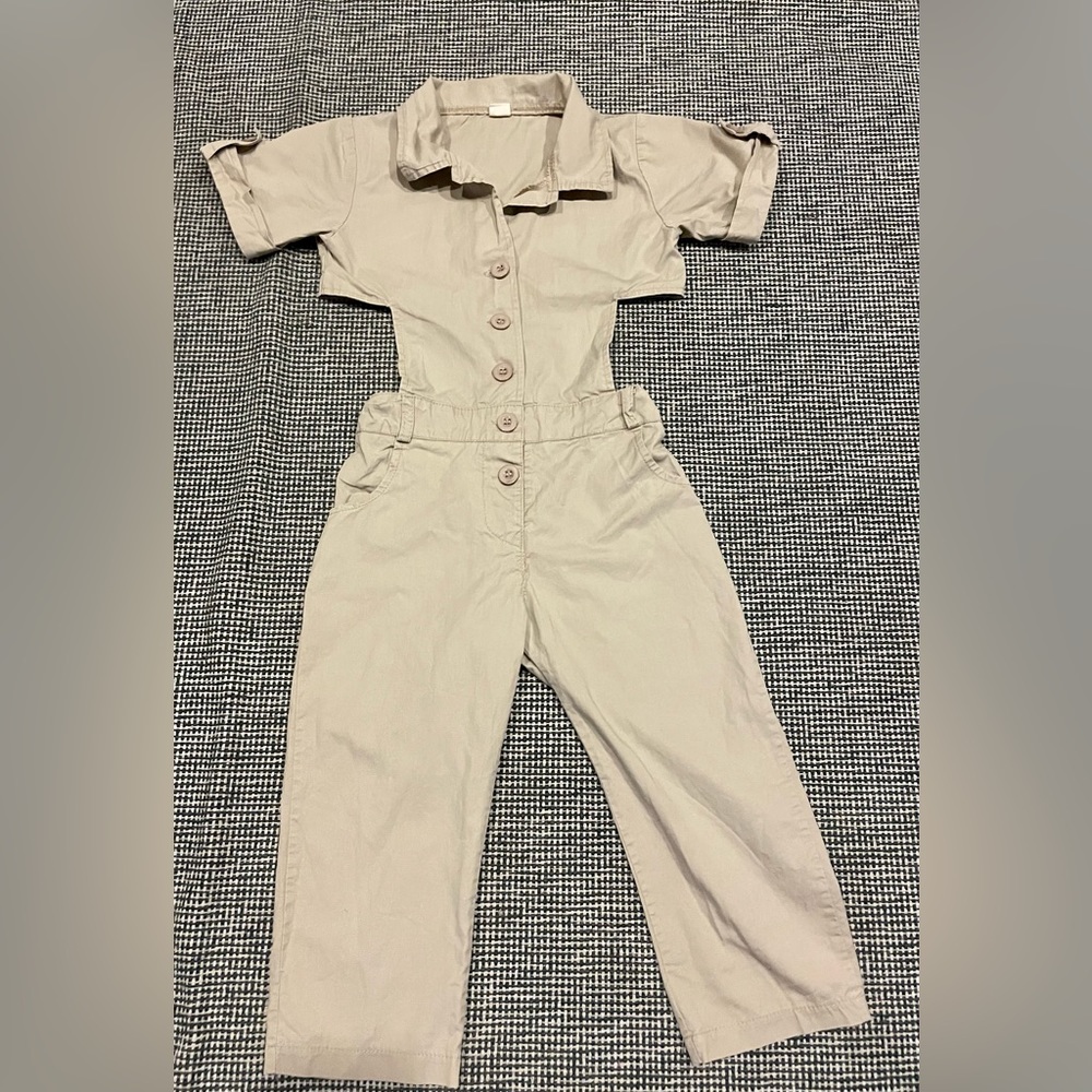 Summer Cargo crop back Jumpsuit 4/5T